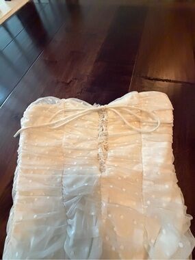 Ivory Strapless Polka Dot bodysuit